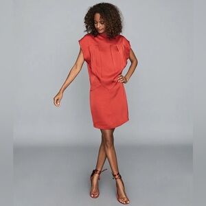 NWT REISS Tara Drape Detail Mini Dress in Red